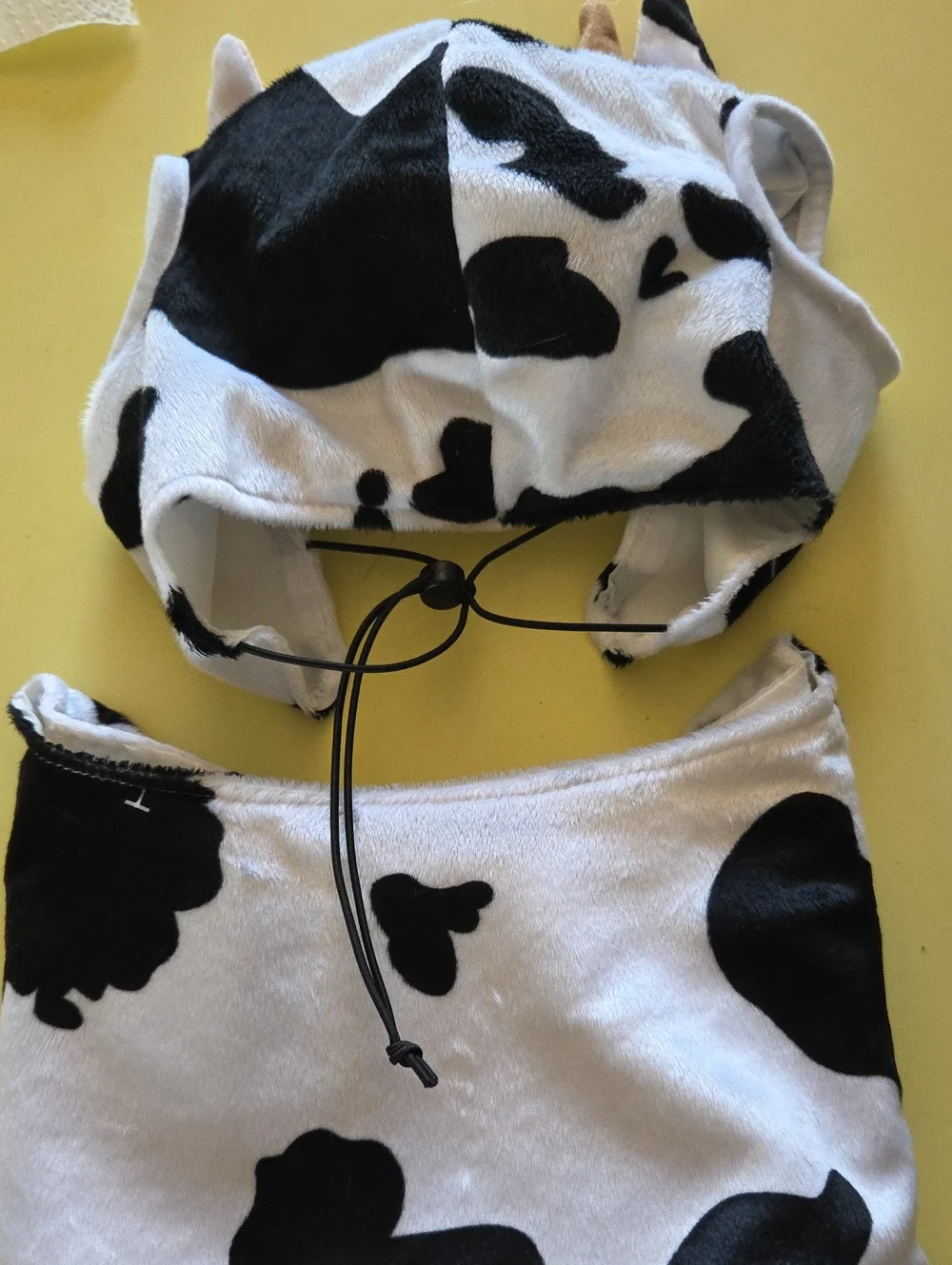Black & White Cow Print Pet Costume with Pink Plush Udders Size L